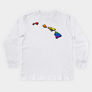 Rainbow Hawaii Outline Kids Long Sleeve T-Shirt